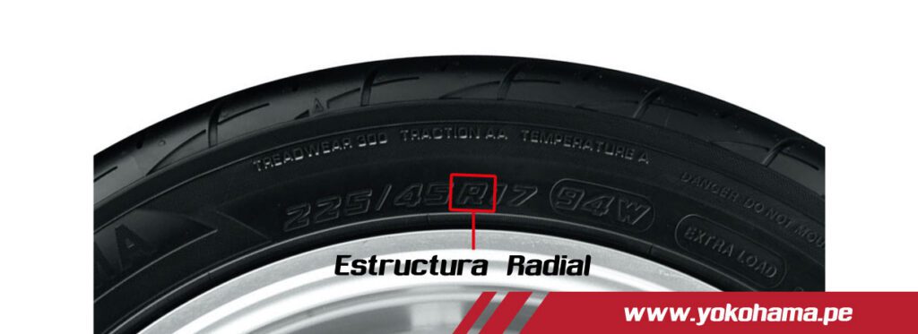 Medida de una llanta estructura radial